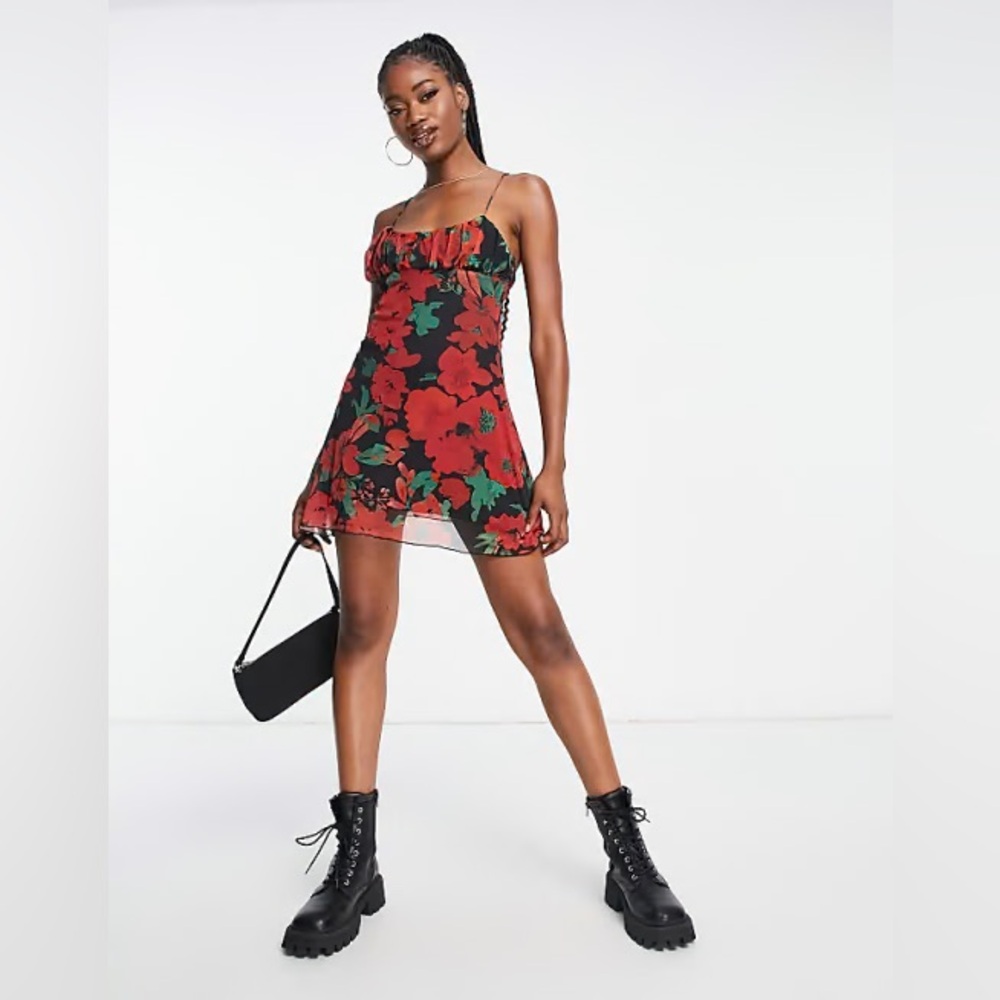 Pull & Bear Cami Mini Dress Floral